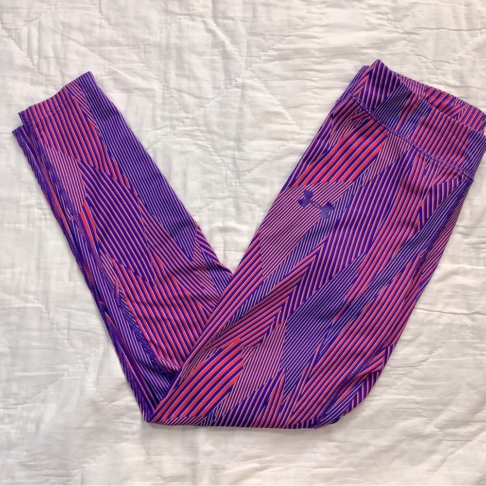 Girls‎ Under Armour Geometric Stripe Fitted Heat Gear Legging Large